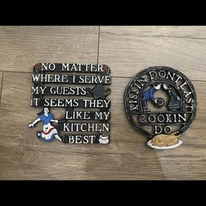 Vintage kitchen wall hangings or trivets